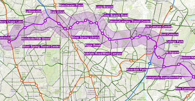 Map of the Purple Line