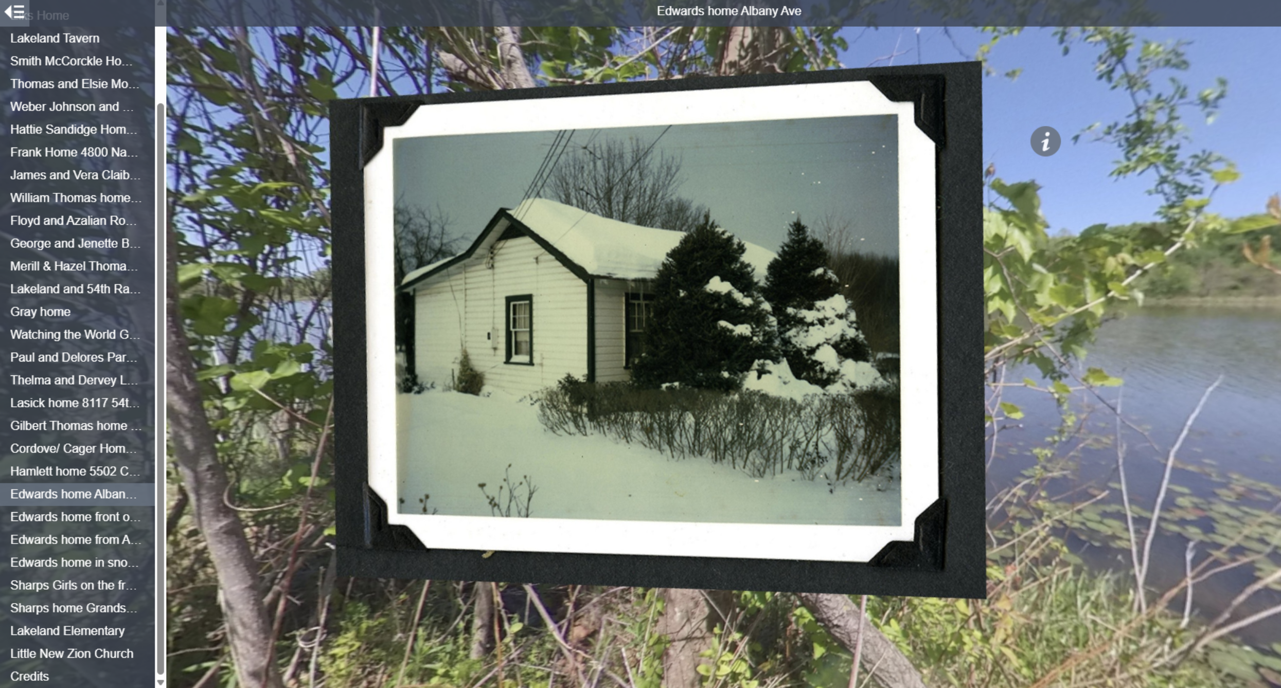 A screengrab from the Lakeland Historic Streetscape Tour depicting the location of a family home in what is now Lake Artemesia